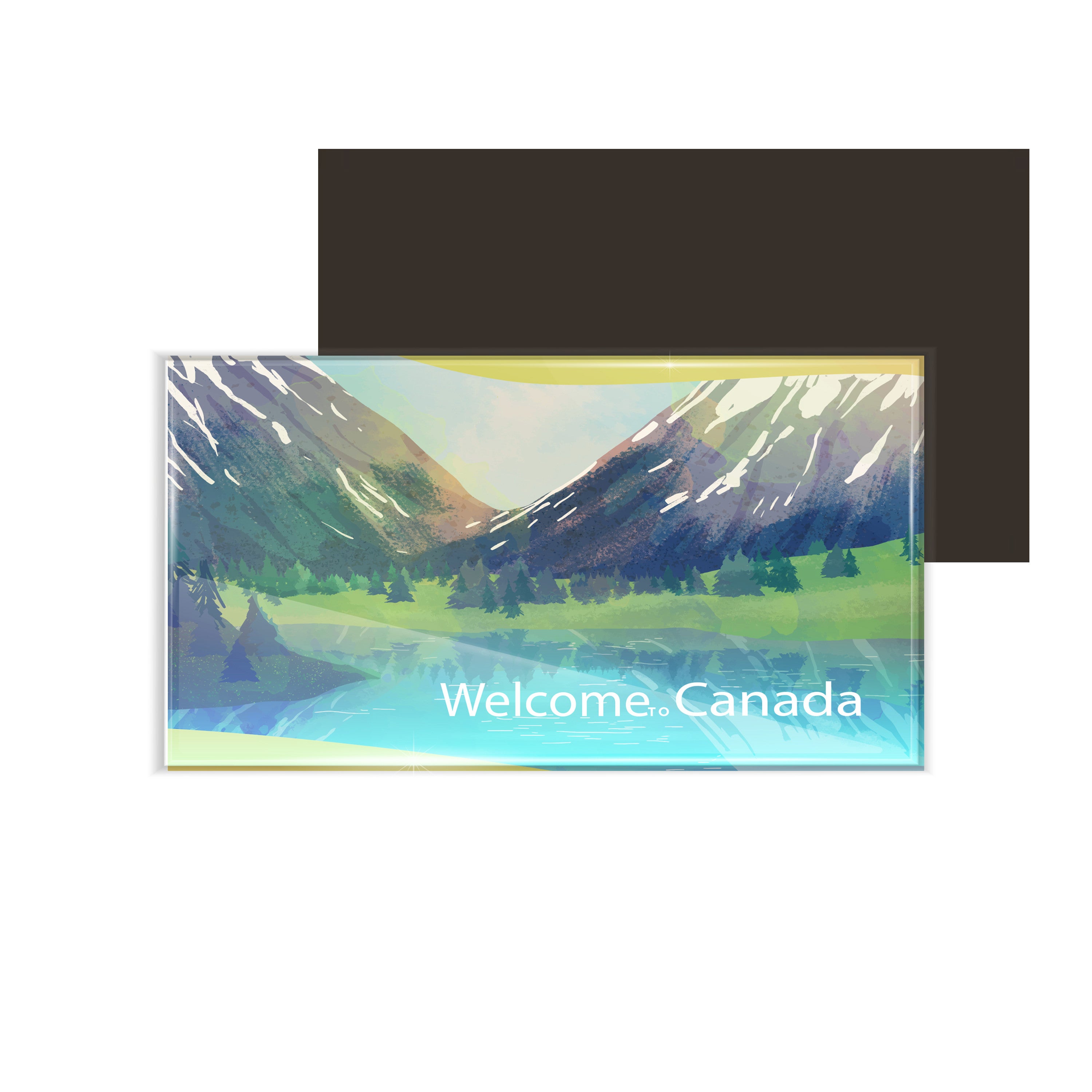 dhcrafts Fridge Magnet Rectangle Acrylic Glass (8.6 x 5.4 cm) Multicolor Travel Canada Design Pack of 1